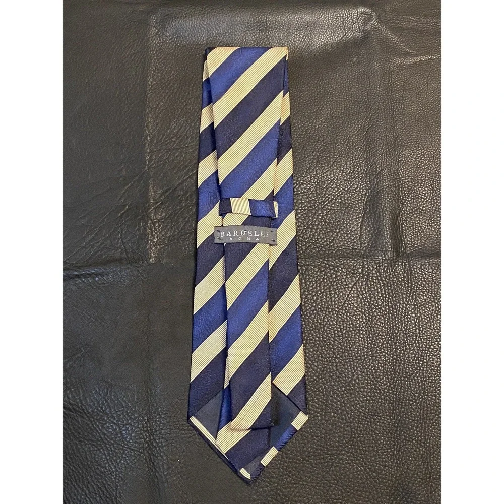 Bardelli Roma Mens Necktie Blue Tan Geometric 100% Silk Made In Italy Classic